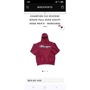 Champion Hoodie Reverse Weave Oversized Spell-Out Logo Men's S Burgundy